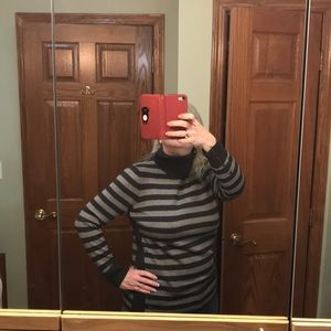 Gray striped turtle neck sweater